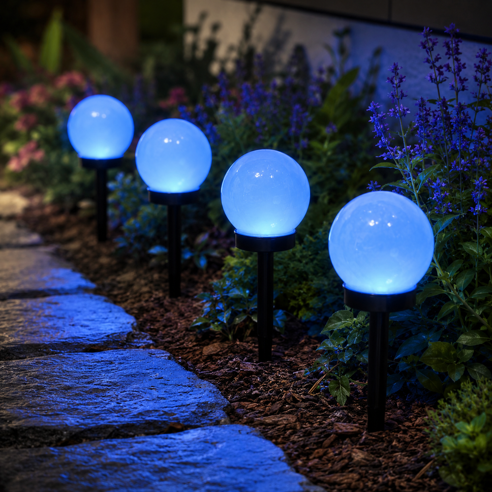 4 Pack Solar Globe Stake Lights for Garden Paths, Patio & Outdoor Lighting