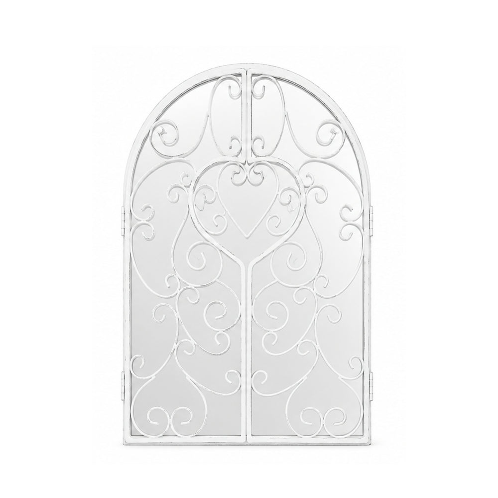 White Metal Vintage Arched Shutter Mirror