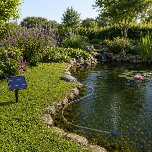 Solar Powered Pond Air Pump & Oxygenator for Garden Ponds, Fish Tanks & Outdoor Water Features
