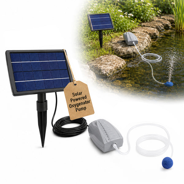 Solar Powered Pond Air Pump & Oxygenator for Garden Ponds, Fish Tanks & Outdoor Water Features
