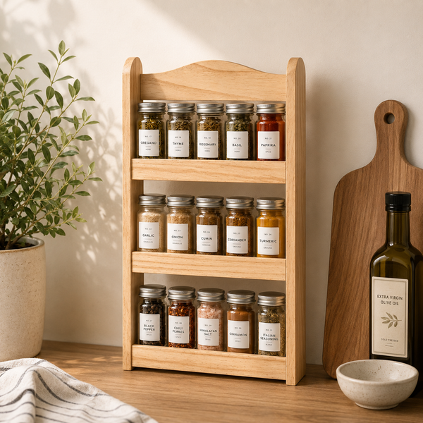 3 Tier Wooden Spice Rack Kitchen Storage Shelf