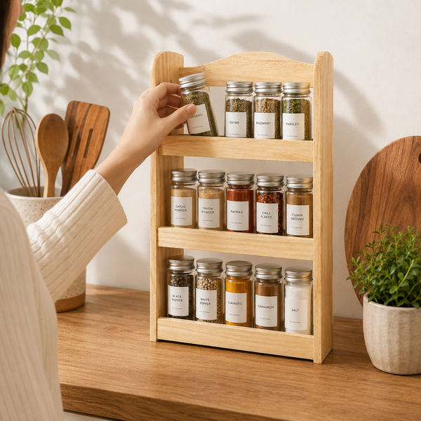3 Tier Wooden Spice Rack Kitchen Storage Shelf
