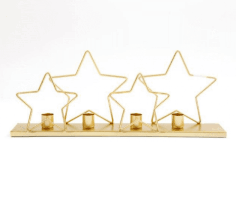 Gold Star Christmas Taper Candle Holder