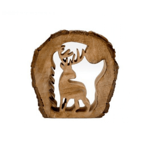 Wooden Reindeer Xmas Ornament