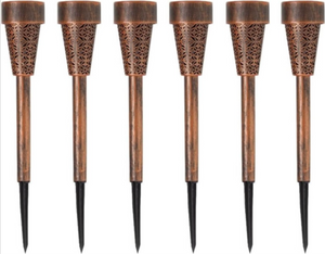 Set of 6 Damasque Bronze Solar Powered Stake Lights