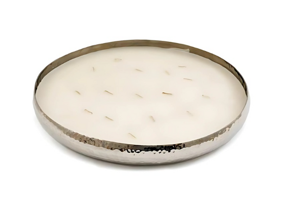 Large Silver Hammered Candle