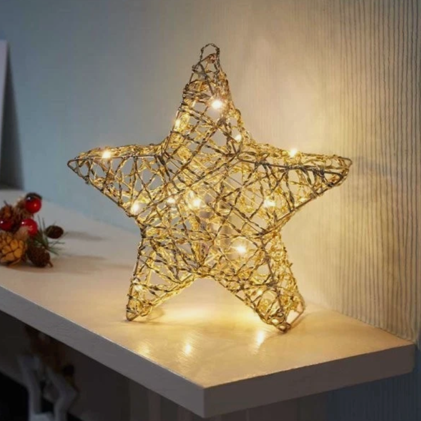 30 cm Large LED Light Up Gold Star