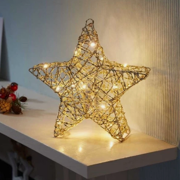30 cm Large LED Light Up Gold Star