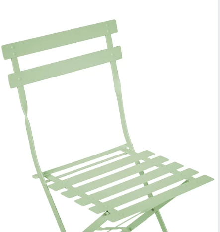 Light green folding chair on a white background