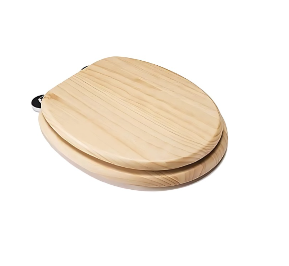 Wooden toilet seat on a white background