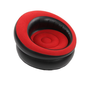 Black and red inflatable chair on a white background