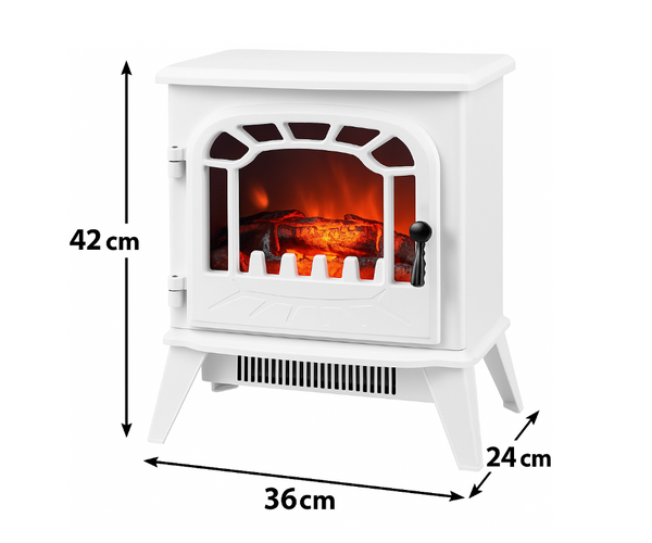 White electric stove with dimensions labeled on a white background