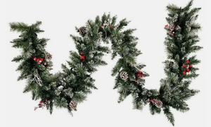 Set of four Christmas wreaths with greenery, berries, and pinecones on a white background