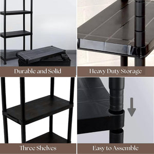 Heavy duty storage shelves in garage workspace