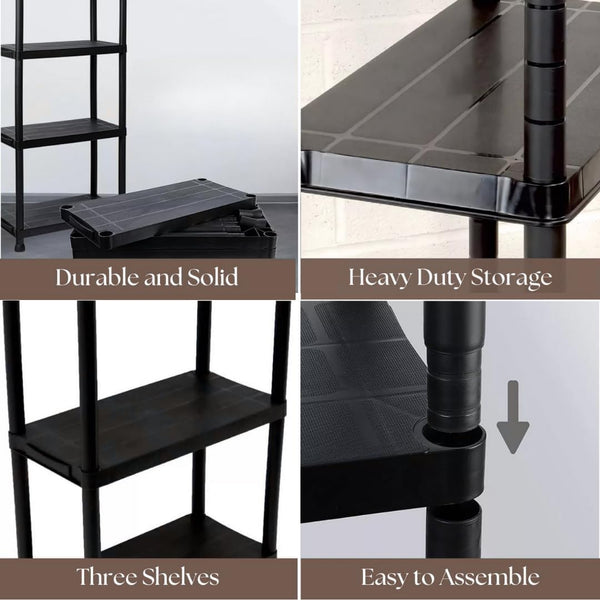 Heavy duty storage shelves in garage workspace