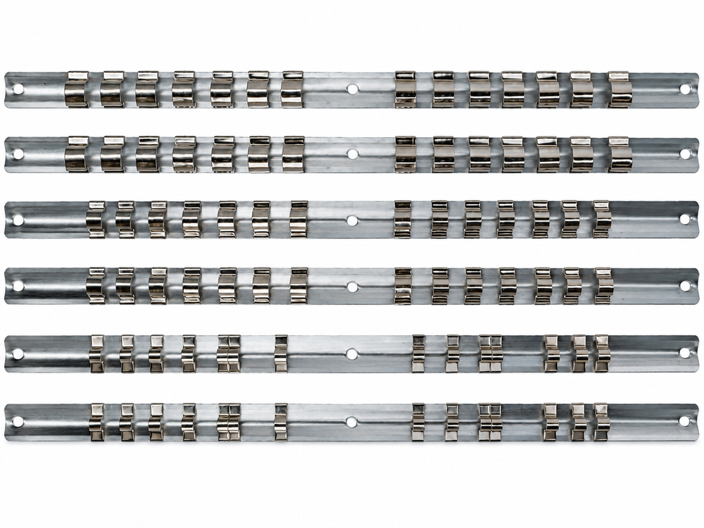 6pc Socket Rail Set 1/2" 3/8" 1/4" Storage Holder Grip Organiser Tool Storage (Copy)