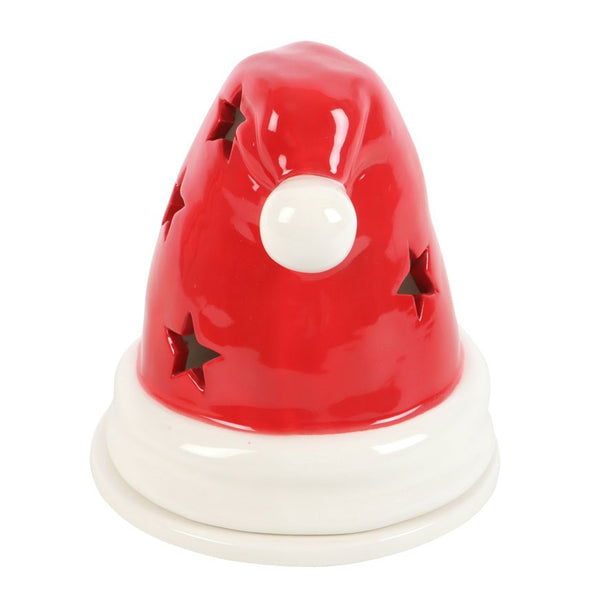 Red bell-shaped object with a white center on a white background