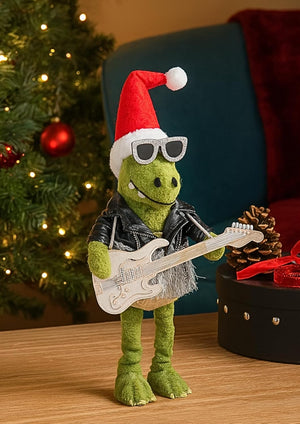 Rockin T Rex dinosaur plush Christmas ornament
