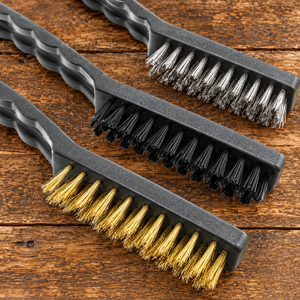3pc Wire Brush Set 9" Long Steel Brass Nylon DIY Metal Rust Remover