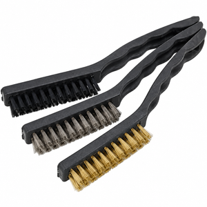 6pc Wire Brush Set 9" Long Steel Brass Nylon DIY Metal Rust Remover