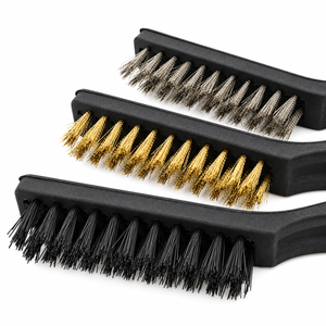 6pc Wire Brush Set 9" Long Steel Brass Nylon DIY Metal Rust Remover