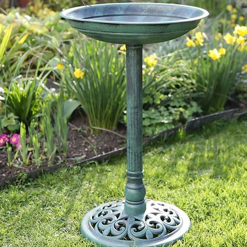 Traditional-Freestanding-Bird-Bath-Tall-Weatherproof-Resin-Garden-Ornament-3