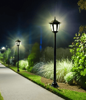 Traditional black solar garden lamp for outdoor lighting