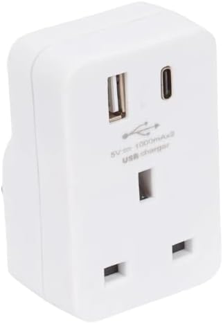 Dual USB wall charger with USB A and USB C ports