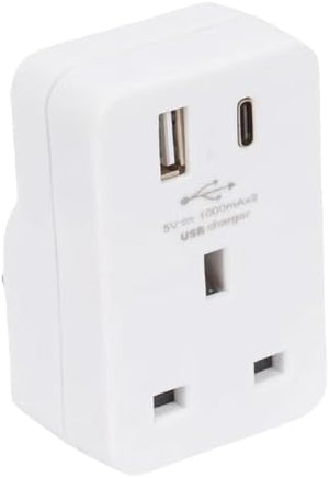 UK pass through USB charging plug adapter