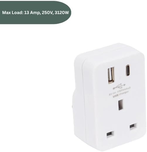 UK wall socket adapter with dual USB outputs