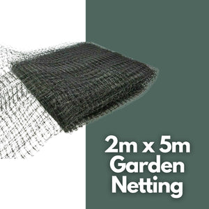 Garden protection netting over outdoor crop beds