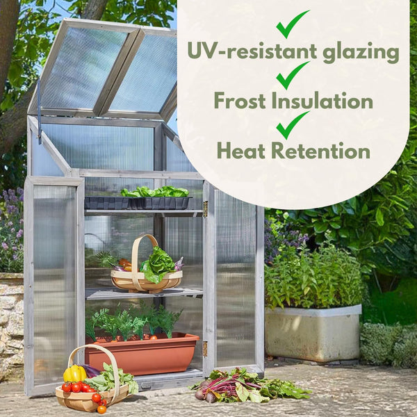 FSC timber cold frame with clear panels