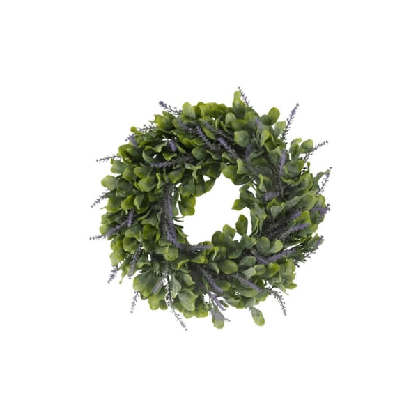 UV resistant artificial lavender wreath for outdoor use