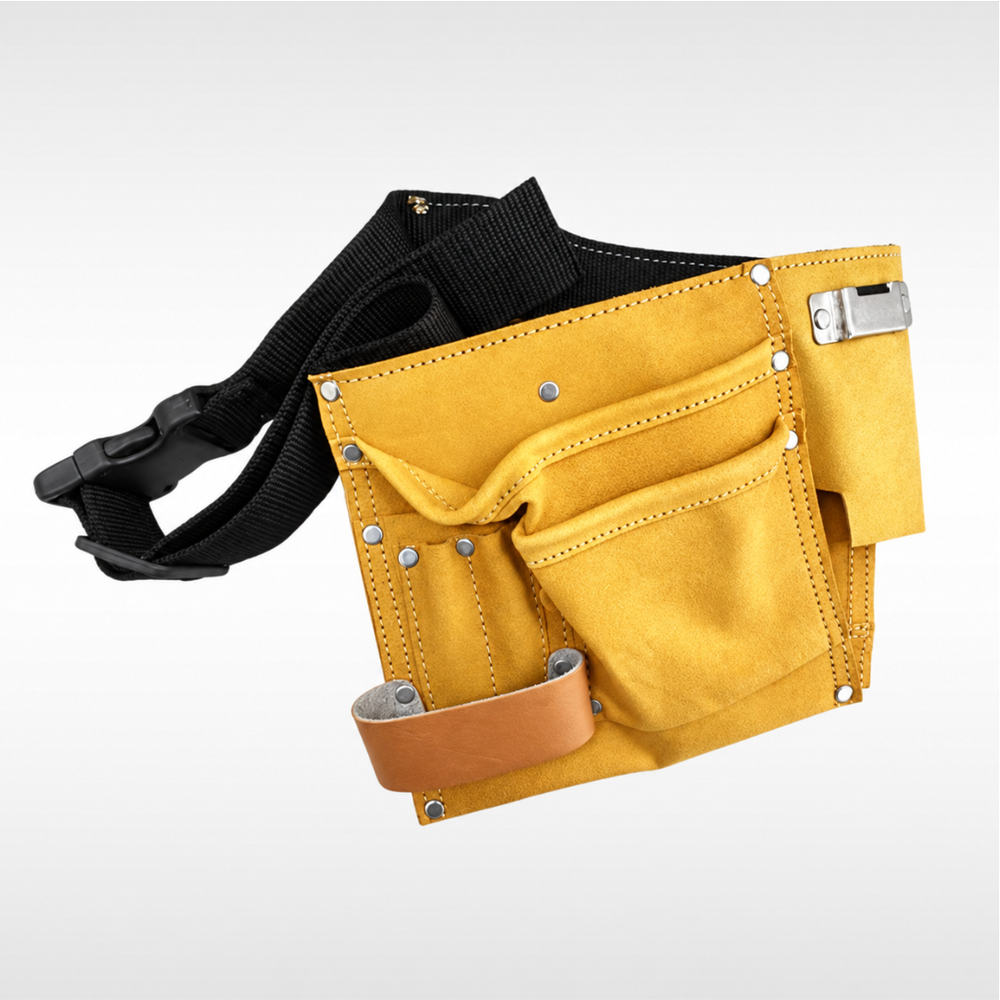 11 Pocket Double Leather Pouch DIY Tool Storage Building Holder Buckle Durable