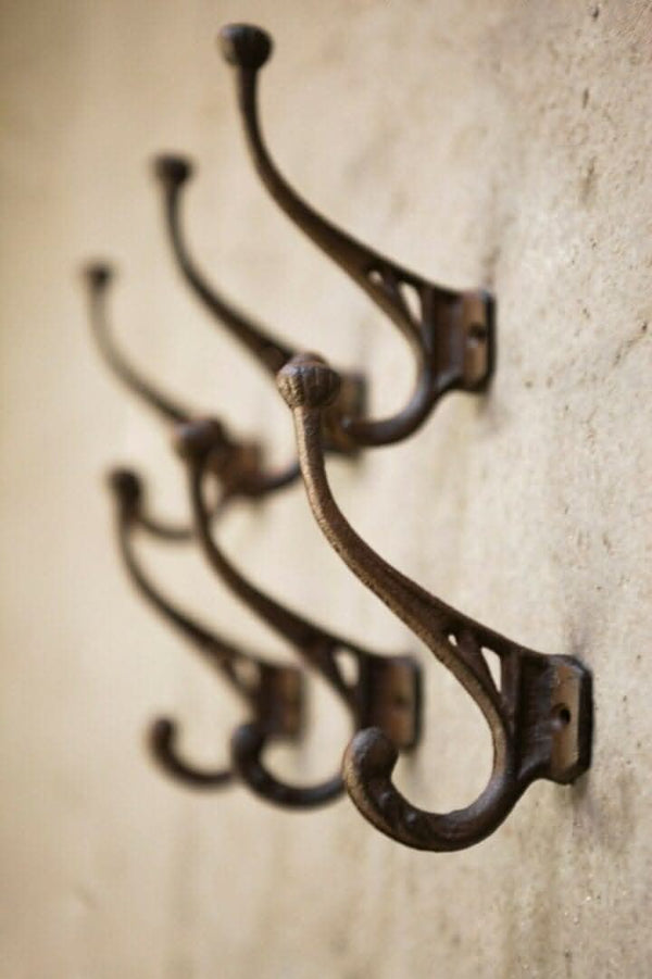 Vintage style wall hooks for coats hats and bags