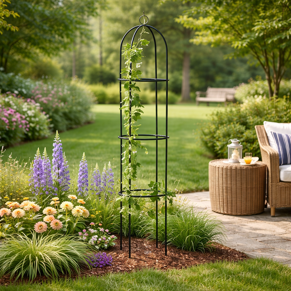 1.9m Metal Garden Obelisk Climbing Plant Support Frame