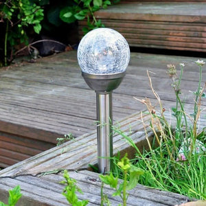 Weatherproof solar crystal ball lights for garden pathways