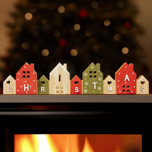 Christmas Wooden Houses Word Decor