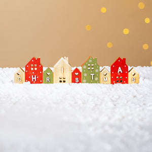 Christmas Wooden Houses Word Decor