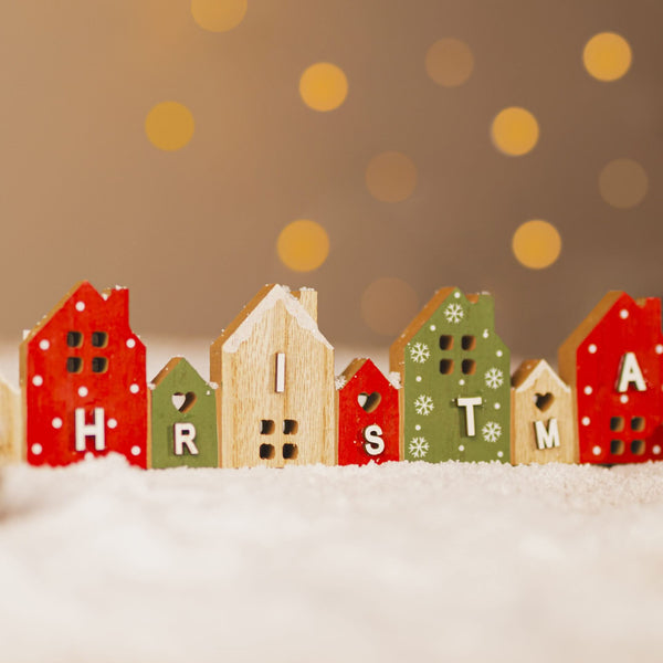 Christmas Wooden Houses Word Decor