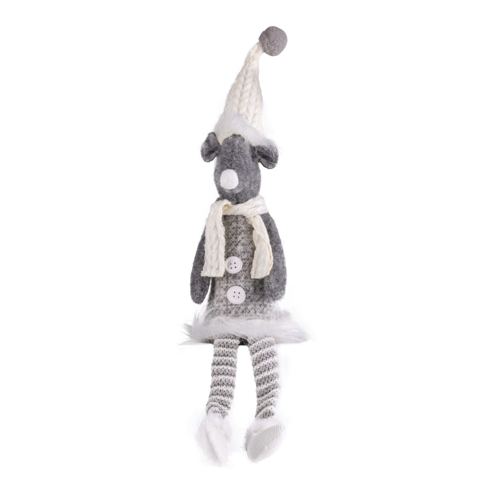 Silver Mouse w/Dangly Legs Checked Xmas Ornament