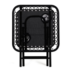 Set of 2 Black Folding Sun Loungers with Canopy and Drinks Table