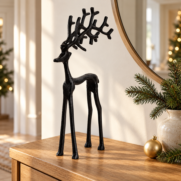 Black 30cm Large Reindeer Christmas Decoration