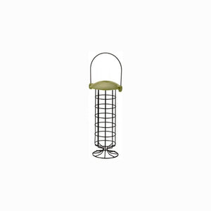 Metal suet ball feeder with decorative acorn design