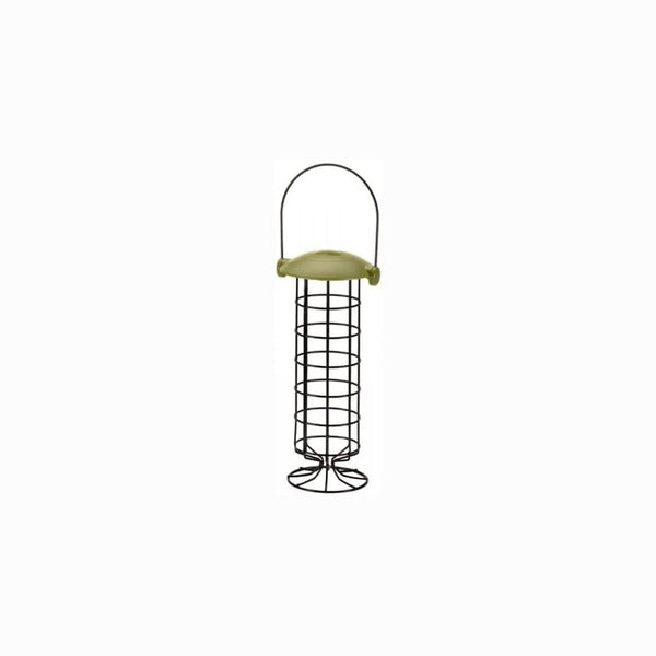 Metal suet ball feeder with decorative acorn design