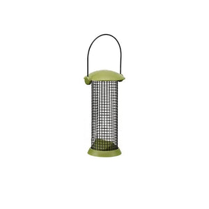 Metal peanut feeder with decorative acorn design