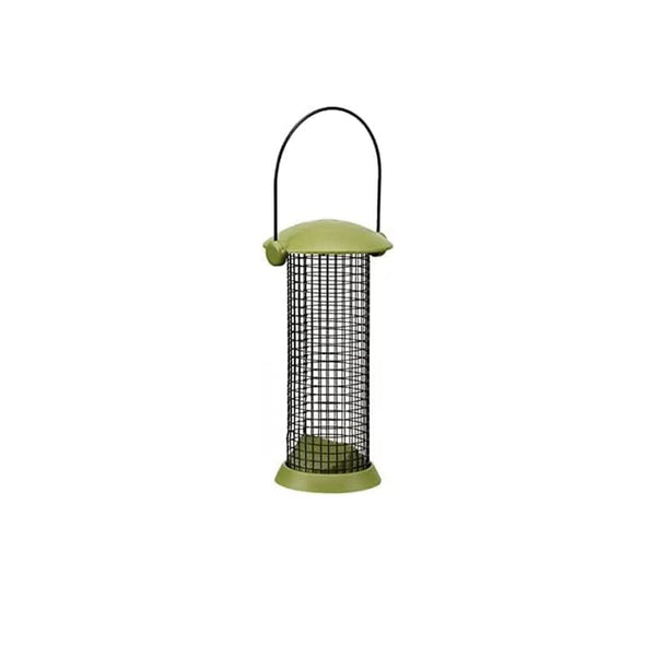 Metal peanut feeder with decorative acorn design