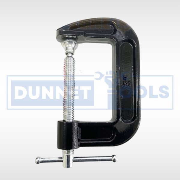 Cast iron C clamp with adjustable screw