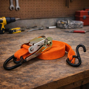 Load restraint strap for roof rack cargo