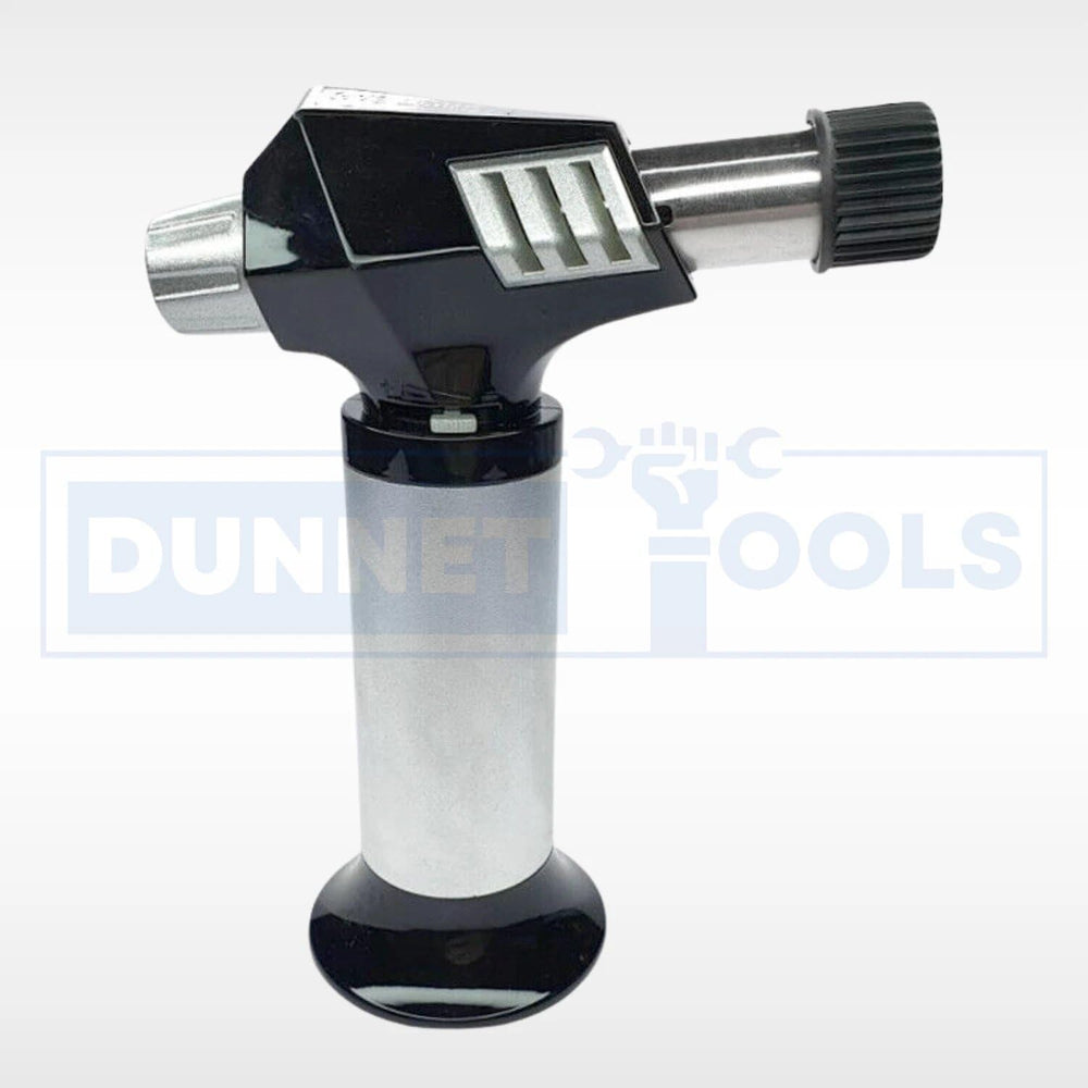 Refillable butane gas blow torch with adjustable flame